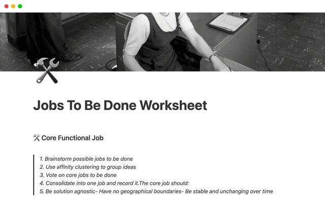 Jobs To Be Done Worksheet