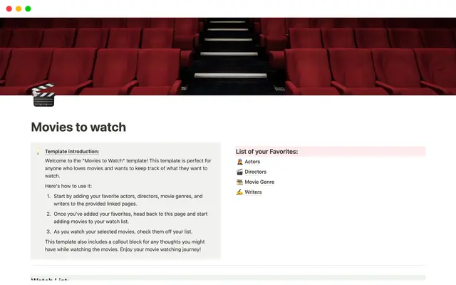 Movies tracker with Notion